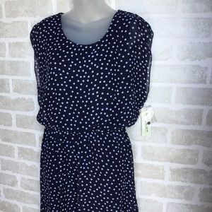 Women’s large NWT pockadot navy blue dress